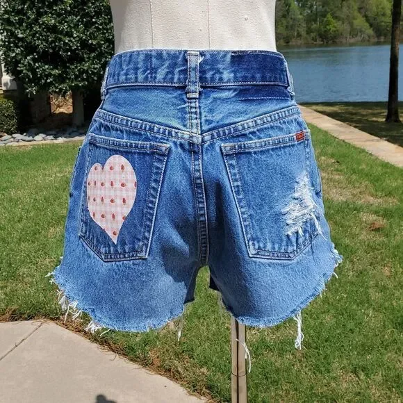 NEW HEY SUE! UPCYCLES DROPPING SOON!! Lawman Upcycled Shorts Denim Jean - Picture 7 of 9